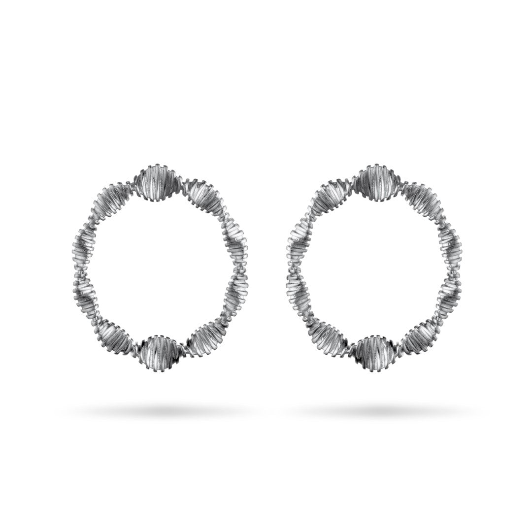 Brinco Argolas Waves Ródio Branco