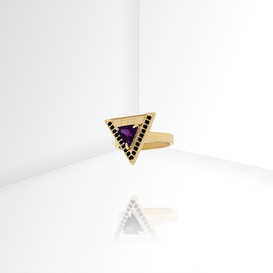 Gold Triangles Solitaire Ring