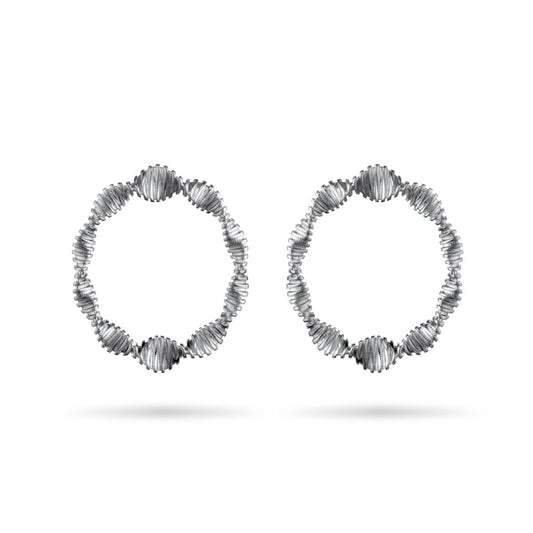 Brinco Argolas Waves Ródio Branco