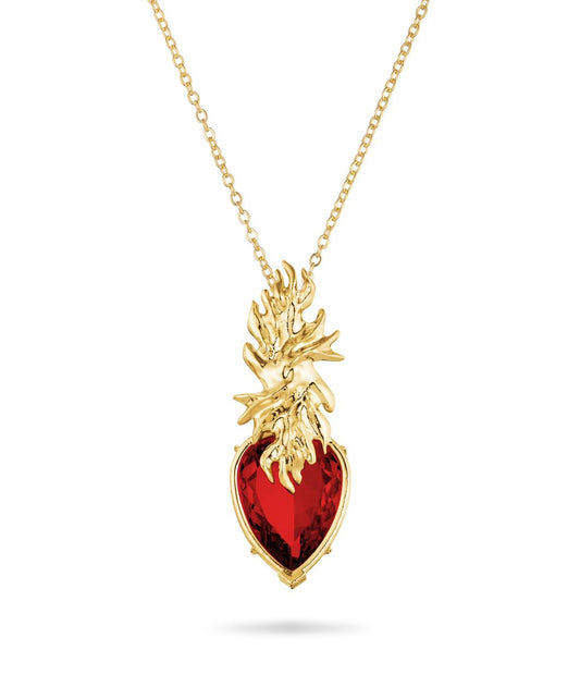 Fire Flame Necklace Gold 