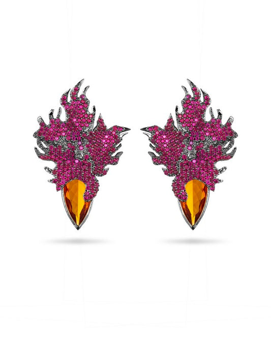 Fire Earring Black Rhodium