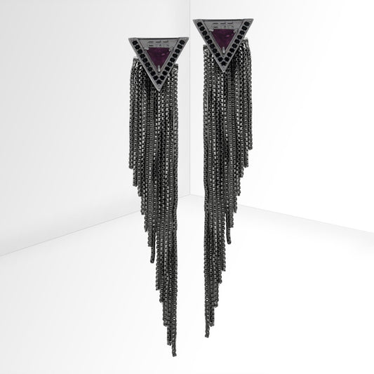 Black Rhodium Triangles Earring